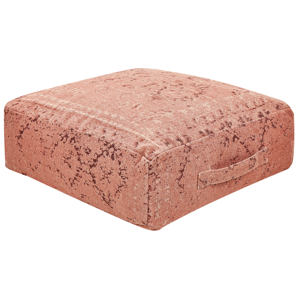 Beliani Floor Cushion Shasa Cotton Light Red