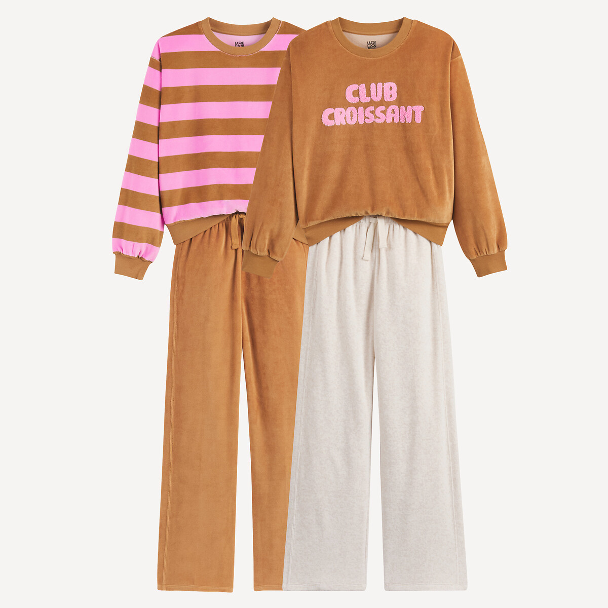 La Redoute Collections Pack of 2 Sleepsuits in Velour