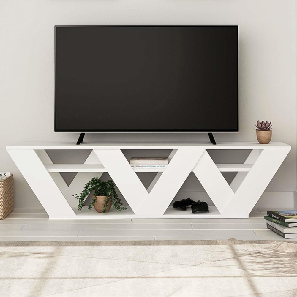 Decortie Ralla Modern TV Stand Entertainment Unit - White