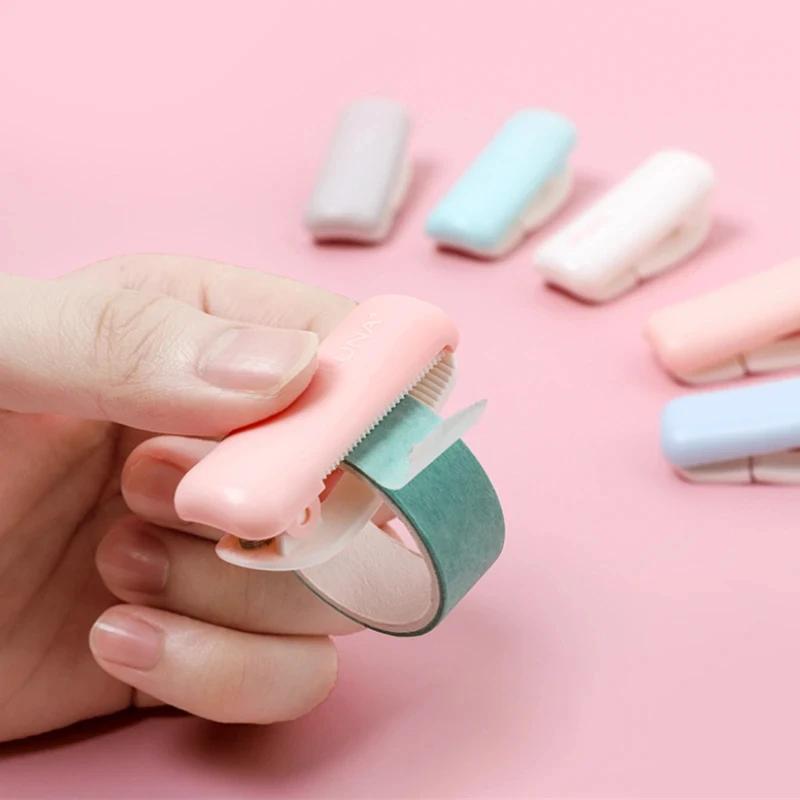 LCAuto Parts 1pc Washi Tape Cutter Mini Portable Candy Color Plastic Tape Cutter for Tape Organzier Arts DIY Crafts Scrapbooking Tools