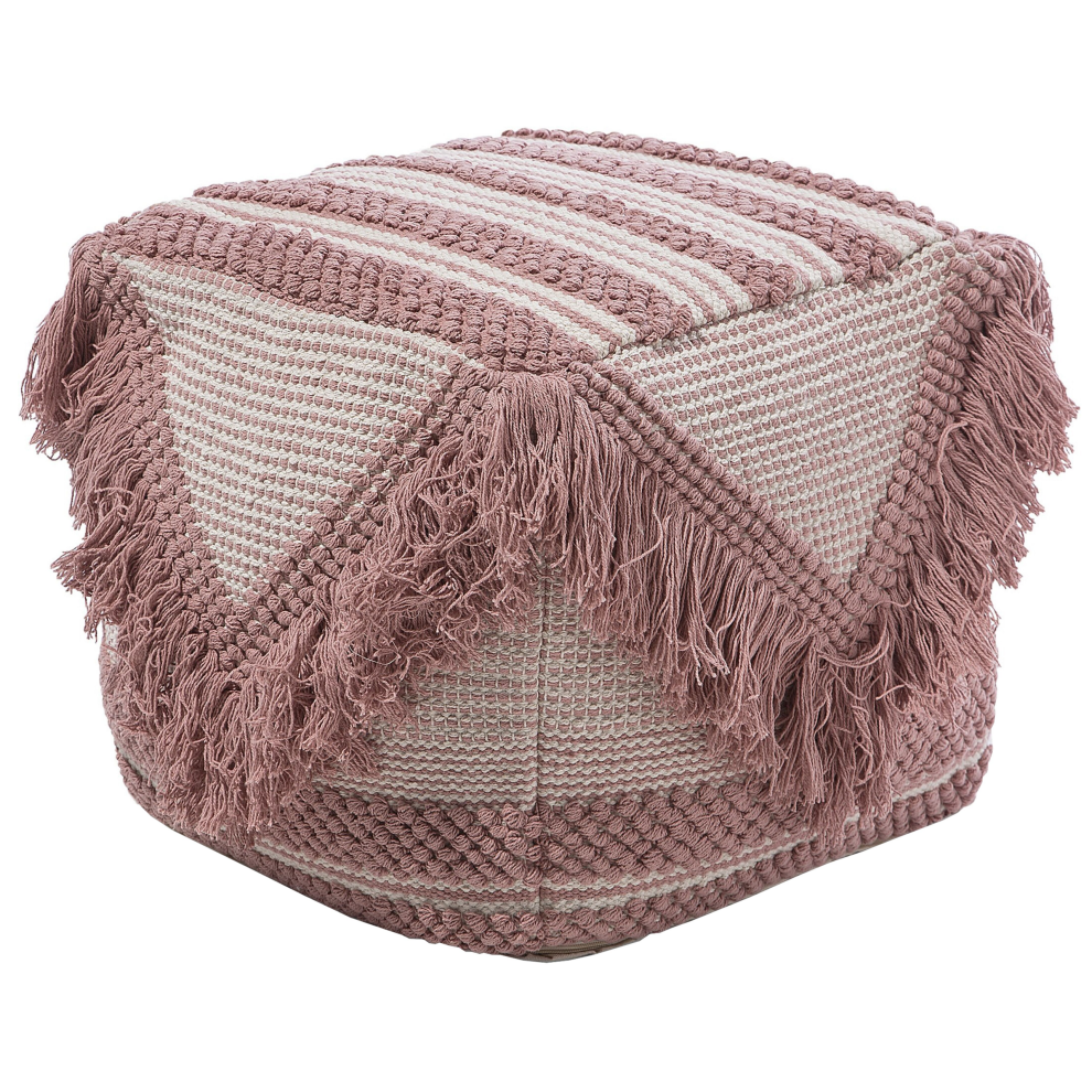Beliani Boho Pouffe Kochi Pink