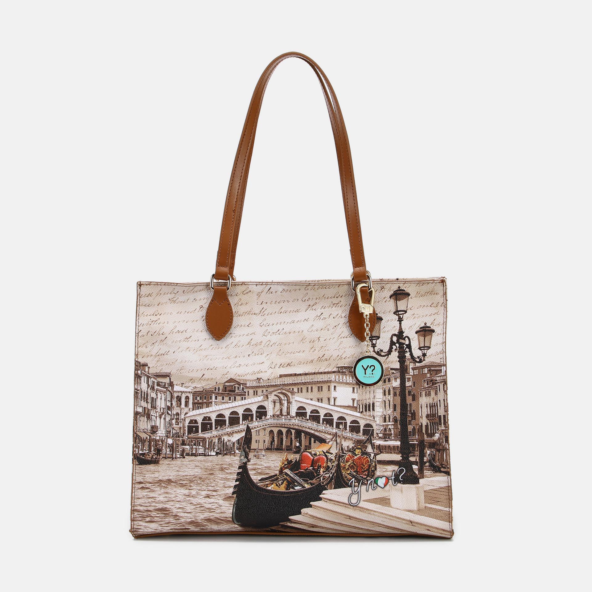 Ynot Ynot? Borsa Shopping Yes Bag Stampa Città Venice Postcard Da Donna