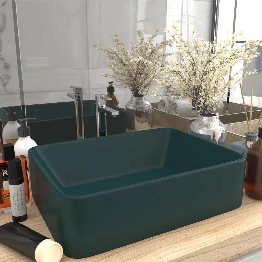 VidaXL Luxury Wash Basin Matt Dark Green 41x30x12 cm Ceramic