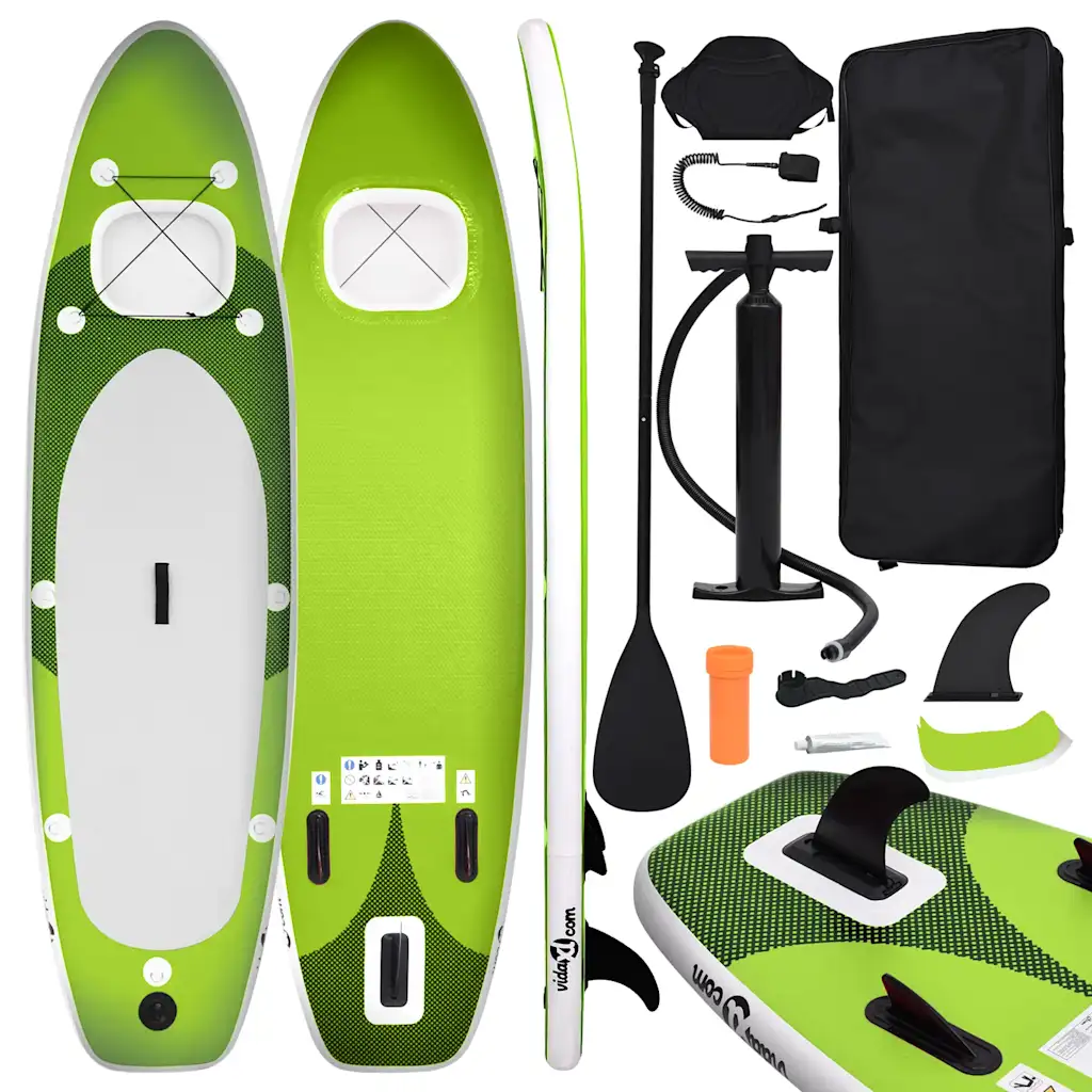 VidaXL Inflatable Stand Up Paddle Board Set Green 360x81x10 cm