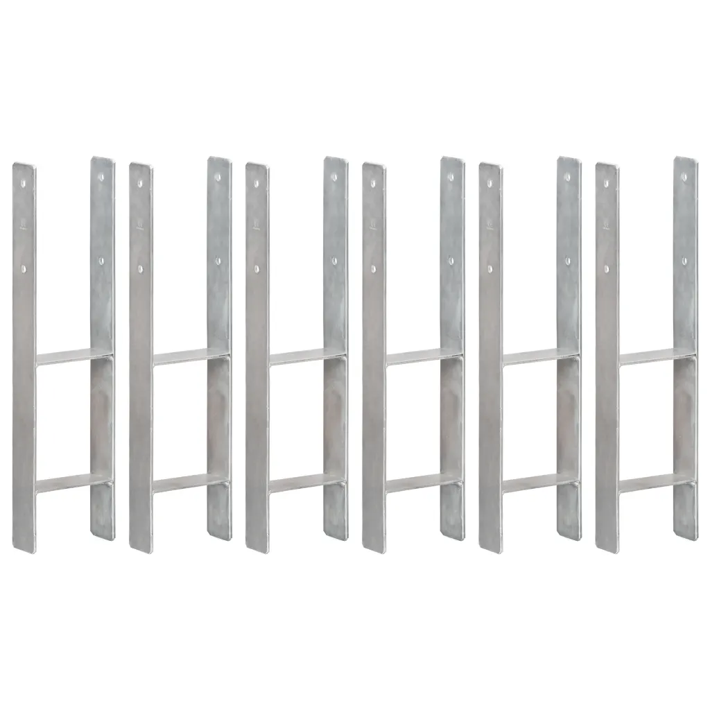 VidaXL Fence Anchors 6 pcs Silver 14x6x60 cm Galvanised Steel, Silver