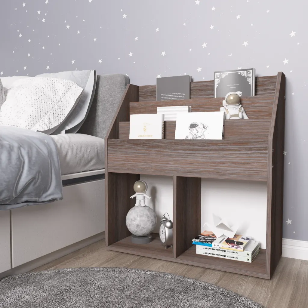 VidaXL Children Magazine Rack Grey and Sonoma Oak 71x30x78.5 cm Chipboard