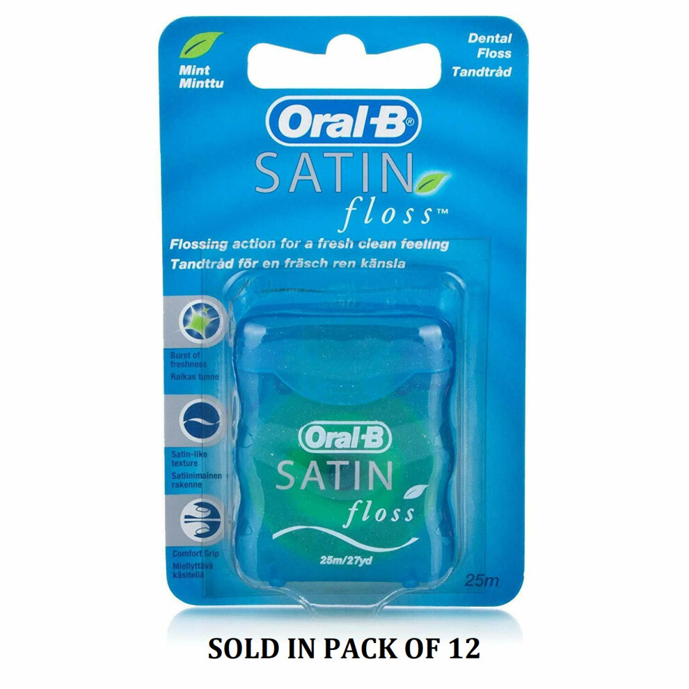 Oral-B Oral-B Satin Floss Mint (25 Meters Waxed) x 12 Units - Open Box