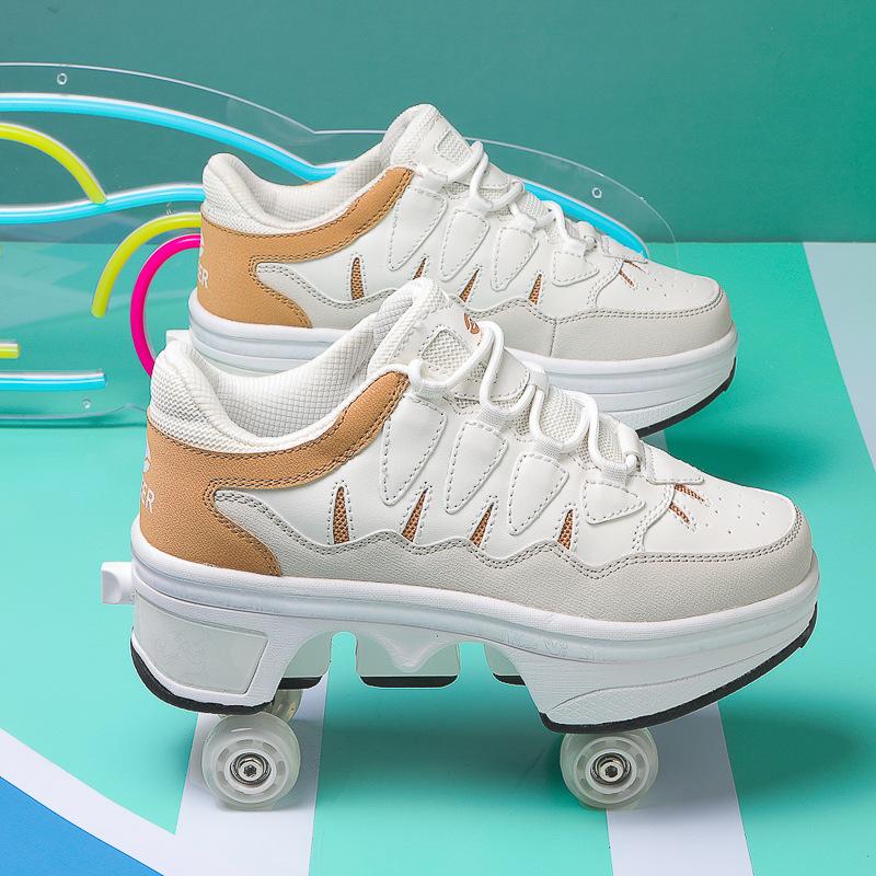 Angel Ting New Roller Skating Runaway Deformation Shoes Four-wheel Dual-purpose Pulley Shoes Men's and Children's Explosive Shoes Roller Skates 33