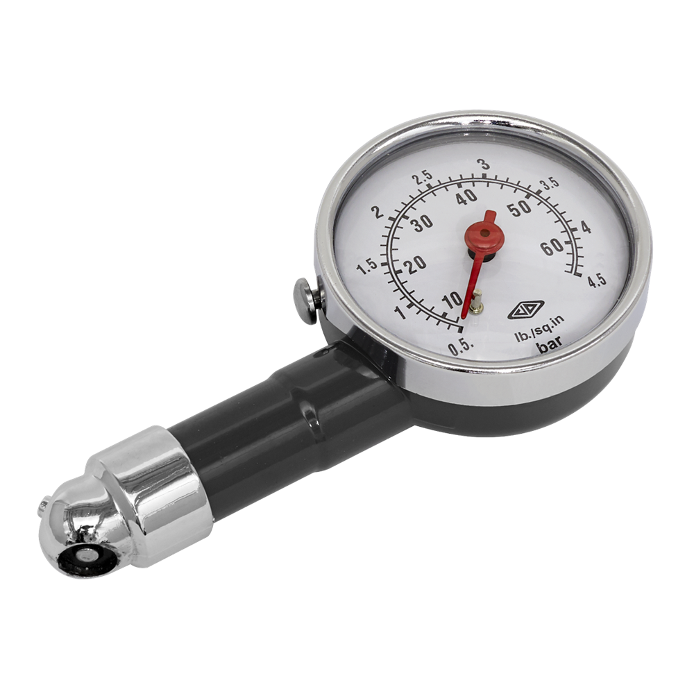 Sealey Tyre Pressure Gauge Dial Type 0-4.5 Bar (0-60psi)