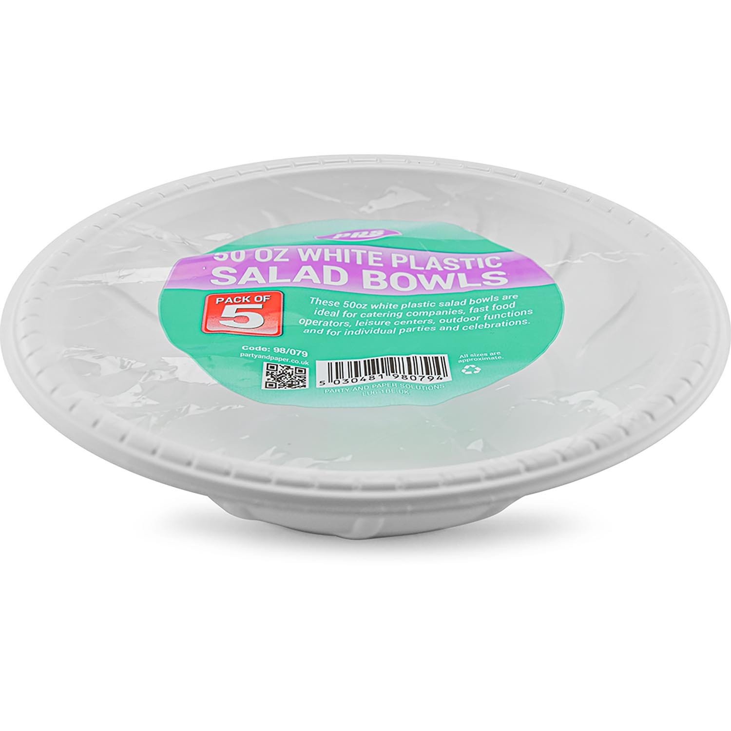Pack of Five Large Plastic Bowls