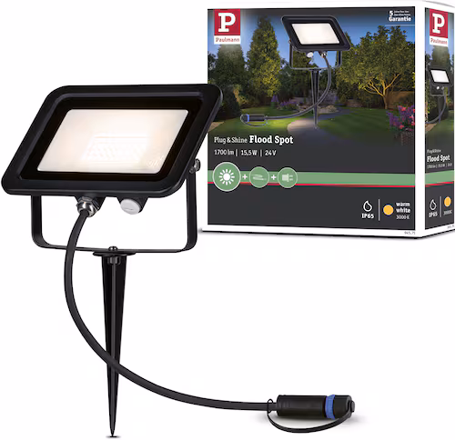 Paulmann Black Integrated LED Metal Flood Light black,gray