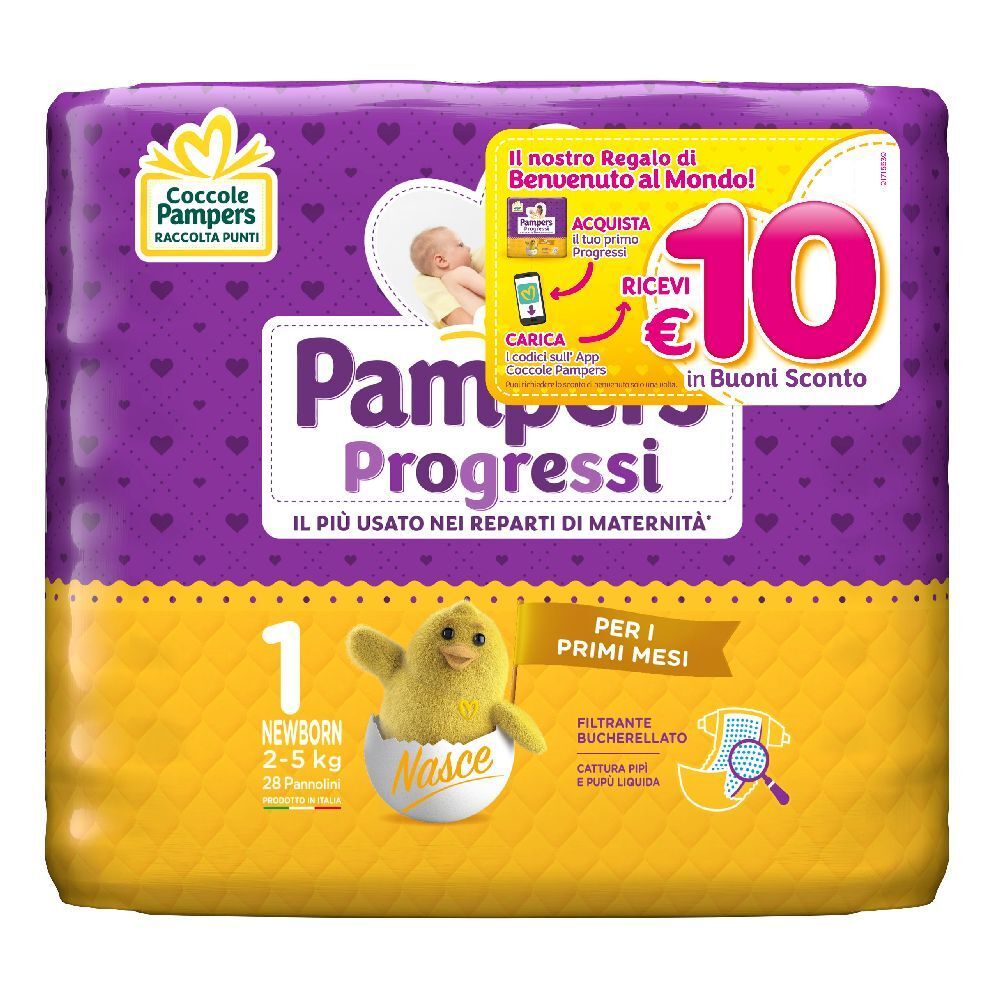 Pampers Progressi 1 newborn pannolini 2-5kg 28pz