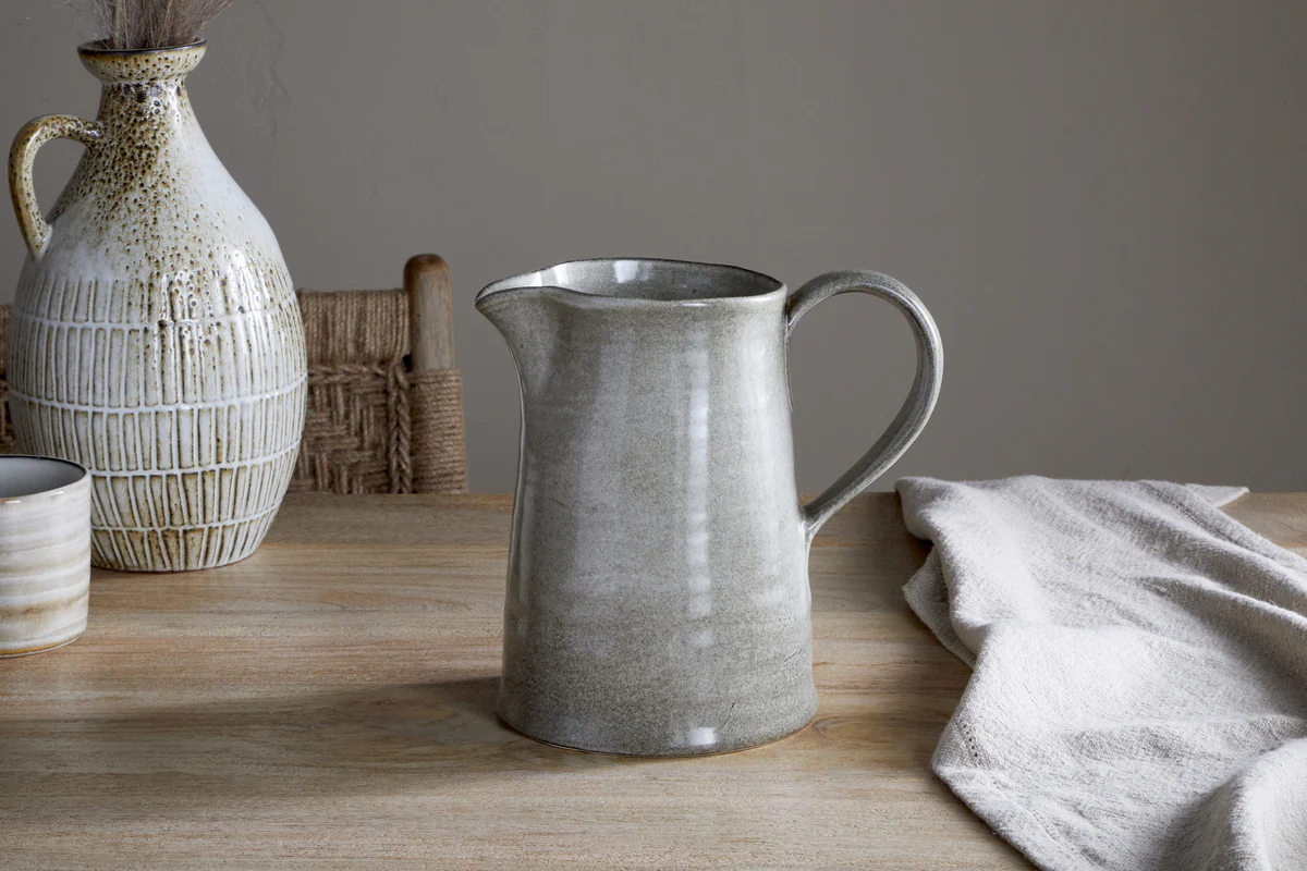 Nkuku Valinha Earthenware Jug | Serveware | Grey | Large