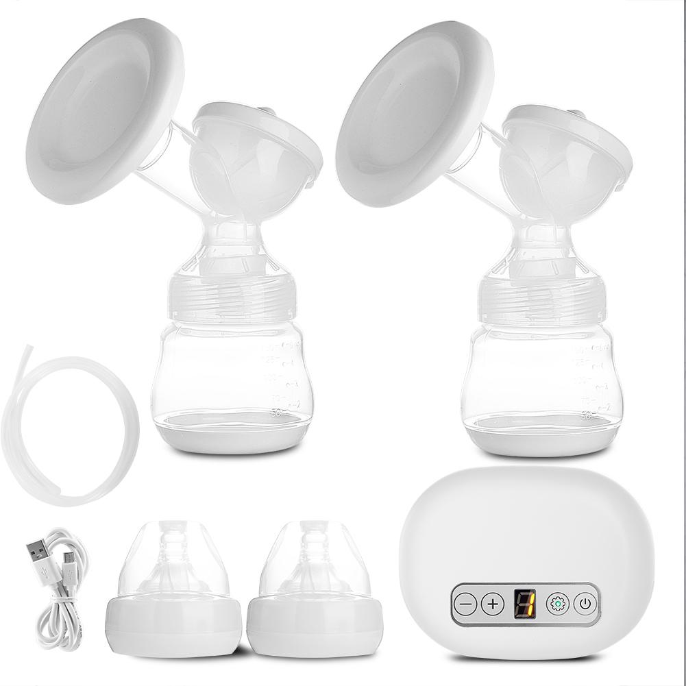 ZEBLAZE USB Electric Dual Suction Breast Pump Automatic Adjustable Infant Feeding ToolWhite white