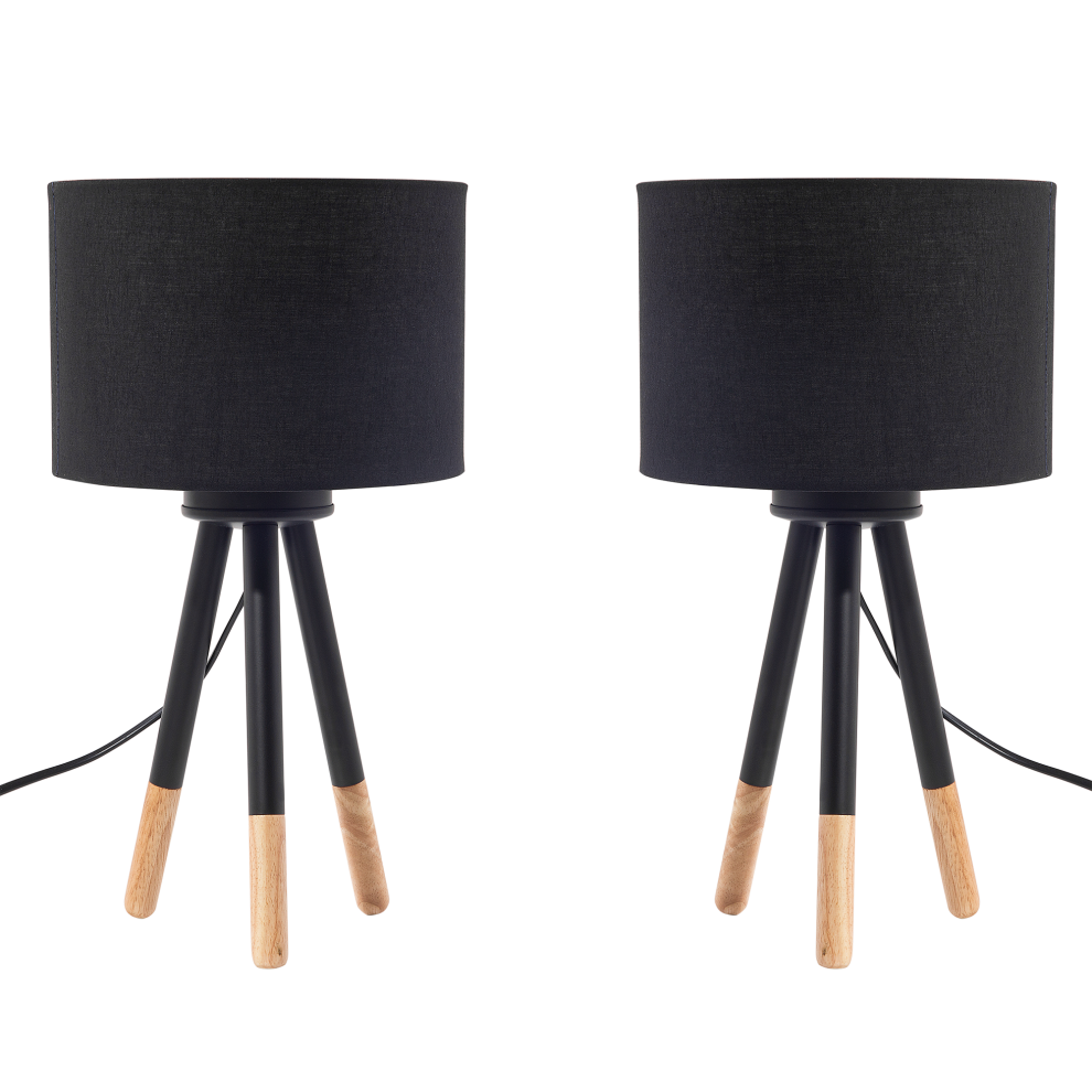 Beliani Set Of 2 Tripod Table Lamps Black Tobol