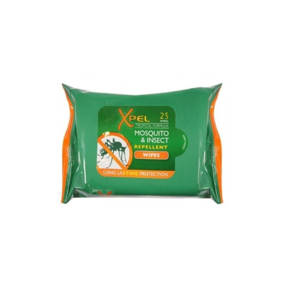 Xpel Mosquito & Insect Repellent 25 Wipes Tropical Formula Lasting Protection