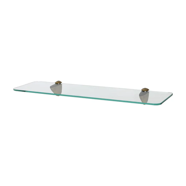 Harbour Housewares Rounded Floating Glass Bathroom Shelf - 50Cm - Clear/Gold, Clear