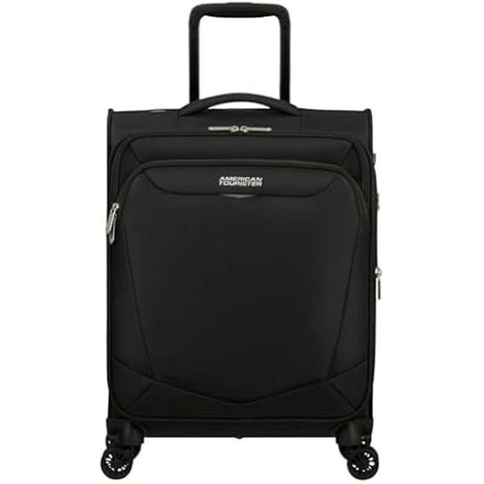 TECHSALES Valise Cabine - American Tourister - Spinner 4 Roues S - Super Light - 43 L - 1,9 Kg - Noir/bleu Marine