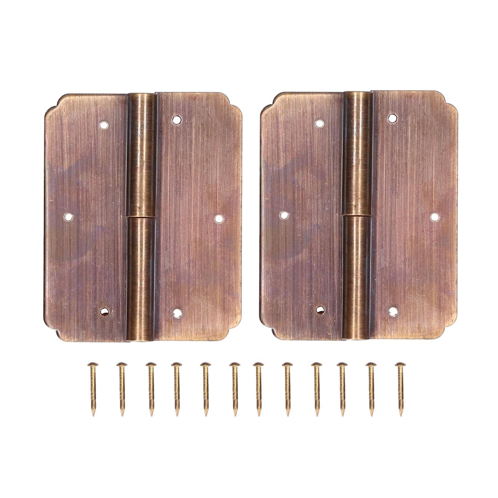 GoolRC 2Set Square Hinge 6cm Chinese Antique Cabinet Hinge Furniture Hardware Accessories
