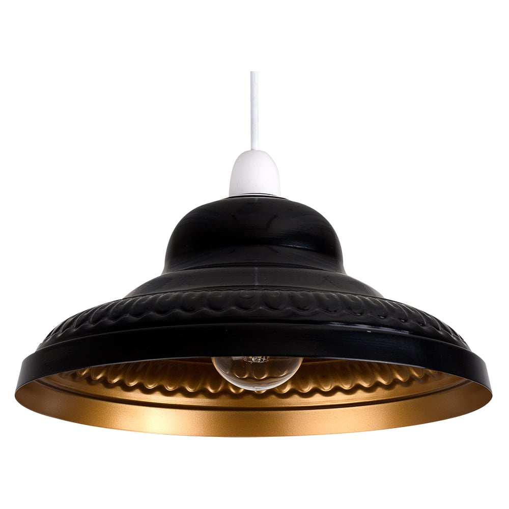 Value Lights Delta Black and Gold Pendant Shade