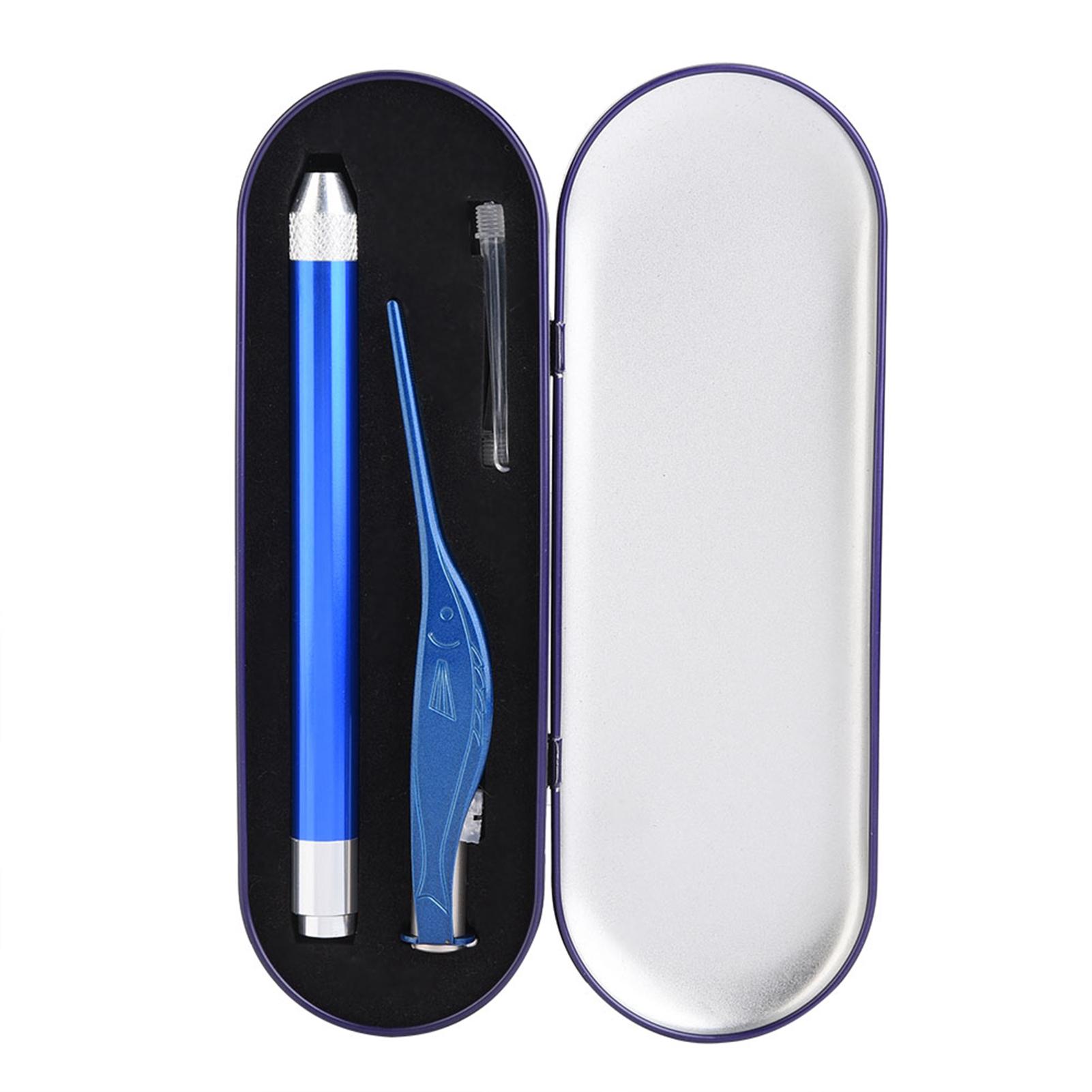 TOMTOP JMS Stainless Steel Durable Luminous Tweezer Earpick for Baby Kid Child Ear Cleaning Set(Blue) blue