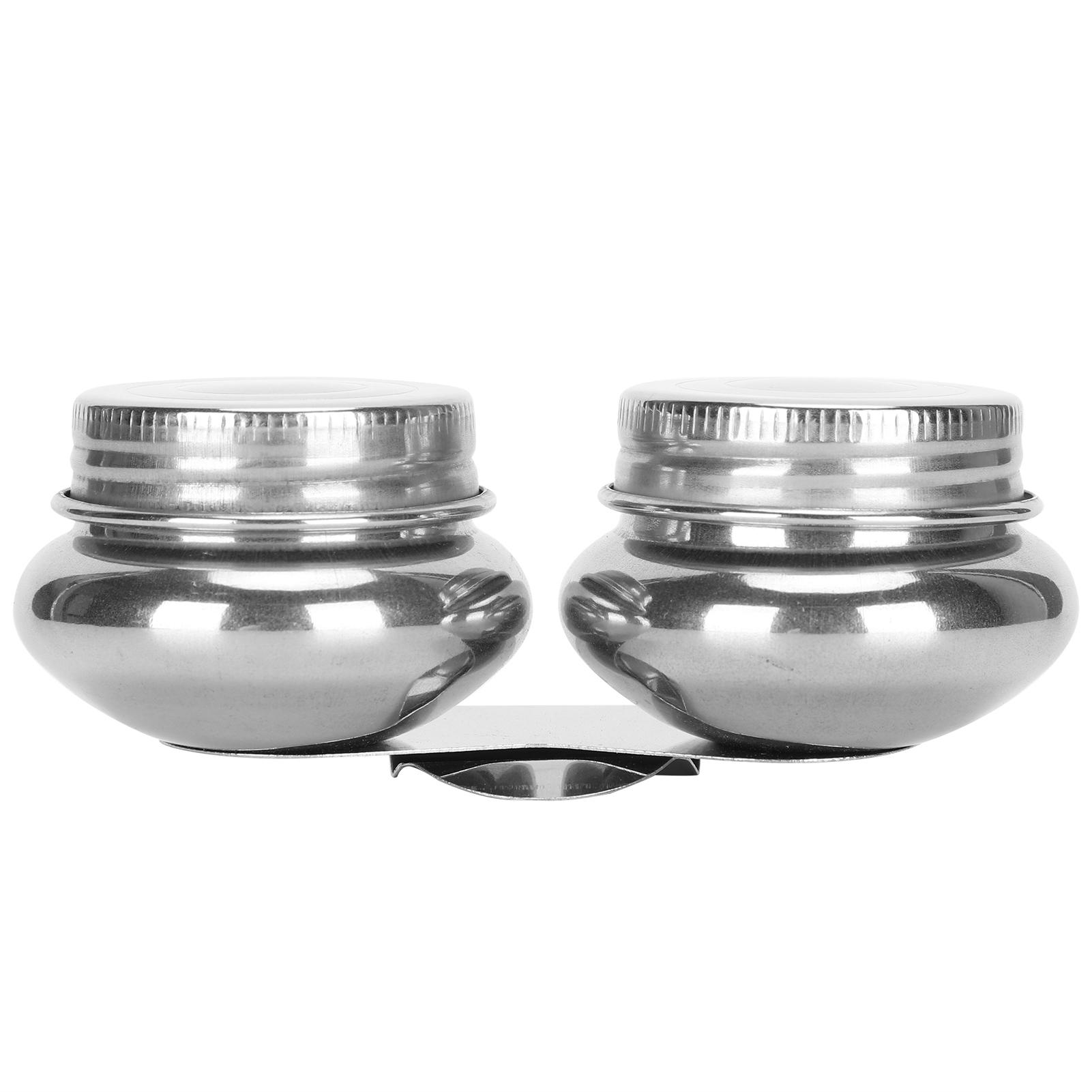 GoolRC Oil Painting Container Pot Double Dipper Stainless Steel Clip Palette Cup Art Supplies