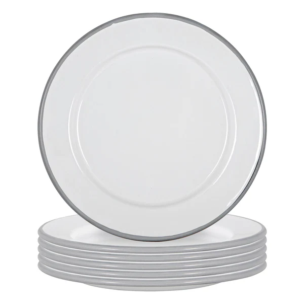 White Enamel Side Plates 20cm Pack of 6