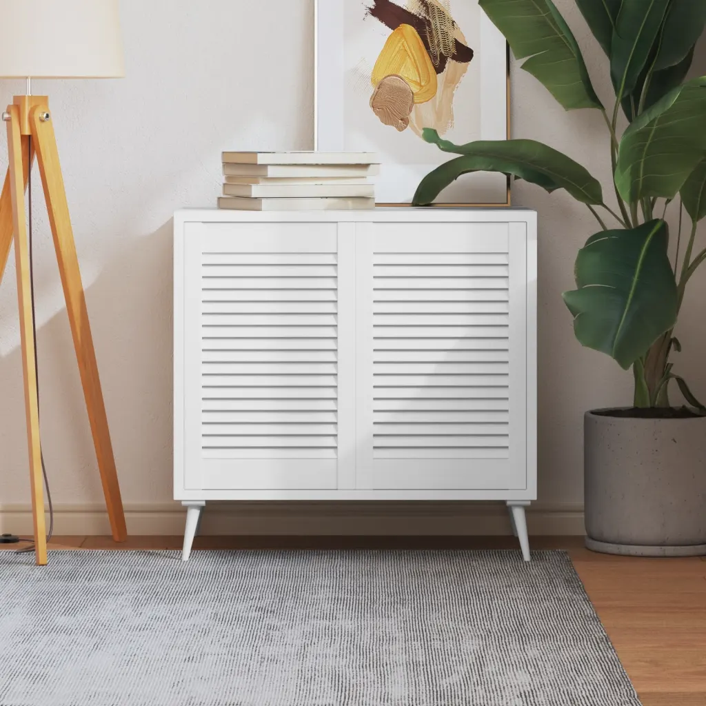 VidaXL Louvred Doors 2 pcs Solid Pine Wood White 61.5x39.4cm