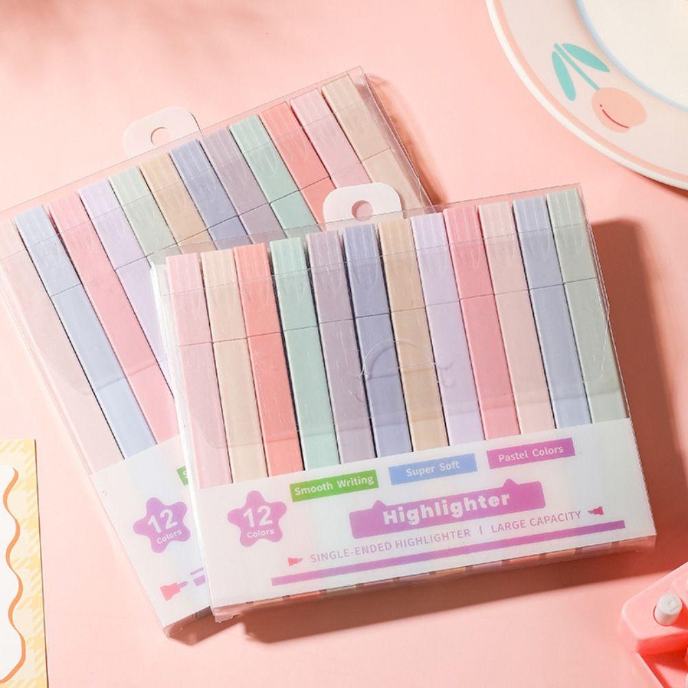 NATAWA Fluorescent Highlighter Pens Aesthetic Double Headed Pastel Highlighters Stationary Supplies Kawaii Colored Markers Pens